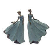 Melrose Fairy Figurine/Flower Petal Dress, Set of 2, Blue/Bronze - 85068DS