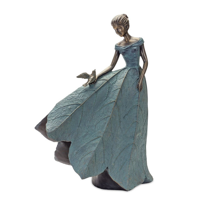 Melrose Fairy Figurine/Flower Petal Dress, Set of 2, Blue/Bronze