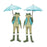 Melrose Garden Frog/Umbrella/Rainboot Accent, Set of 2, Blue/Green - 85071DS