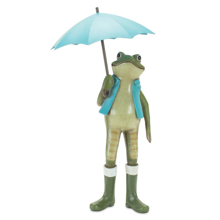 Melrose Garden Frog/Umbrella/Rainboot Accent, Set of 2, Blue/Green