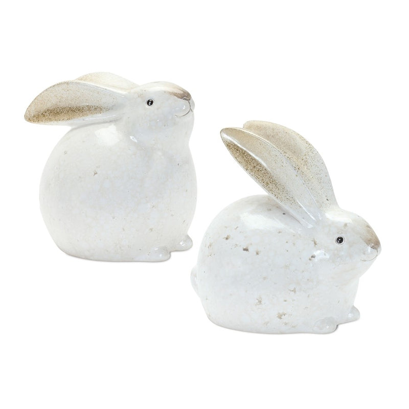 Melrose Rustic Terra Cotta Bunny Figurine (Set of 4), White/Brown - 85076DS
