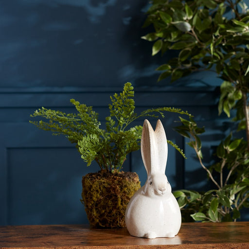 Melrose Rustic Terra Cotta Bunny Figurine, Set of 2, White/Gold