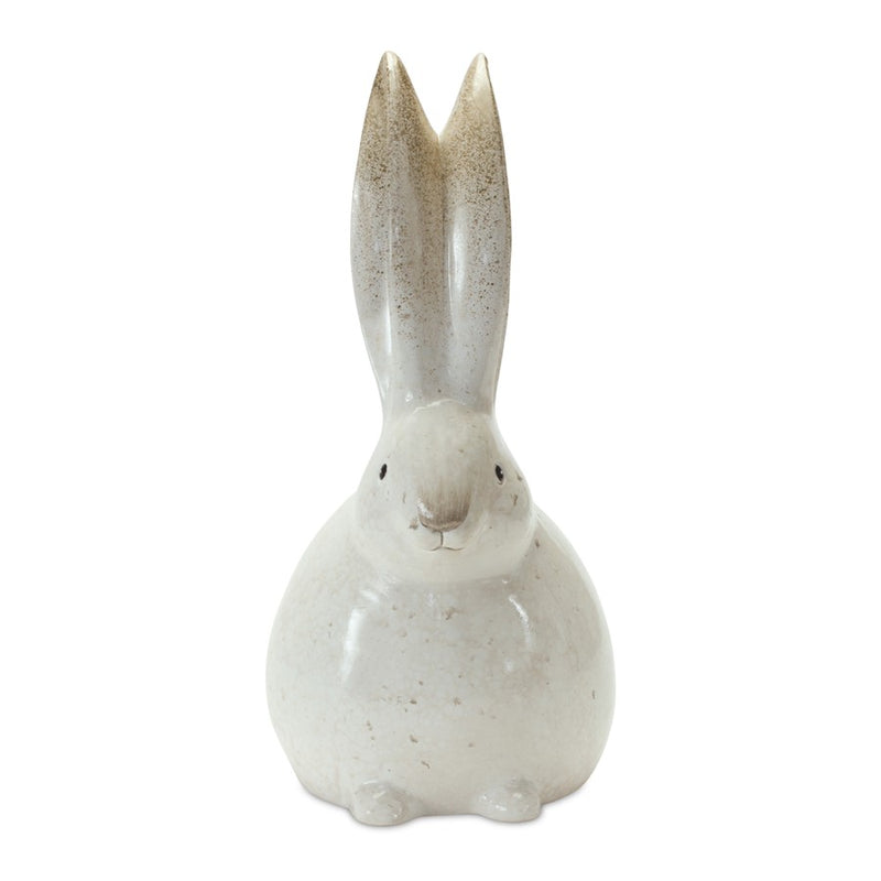 Melrose Rustic Terra Cotta Bunny Figurine, Set of 2, White/Gold
