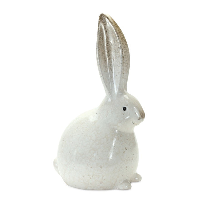 Melrose Rustic Terra Cotta Bunny Figurine, Set of 2, White/Gold