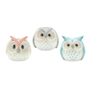 Melrose Pastel Terra Cotta Owl Figurine, Set of 12, Blue/Pink - 85083DS