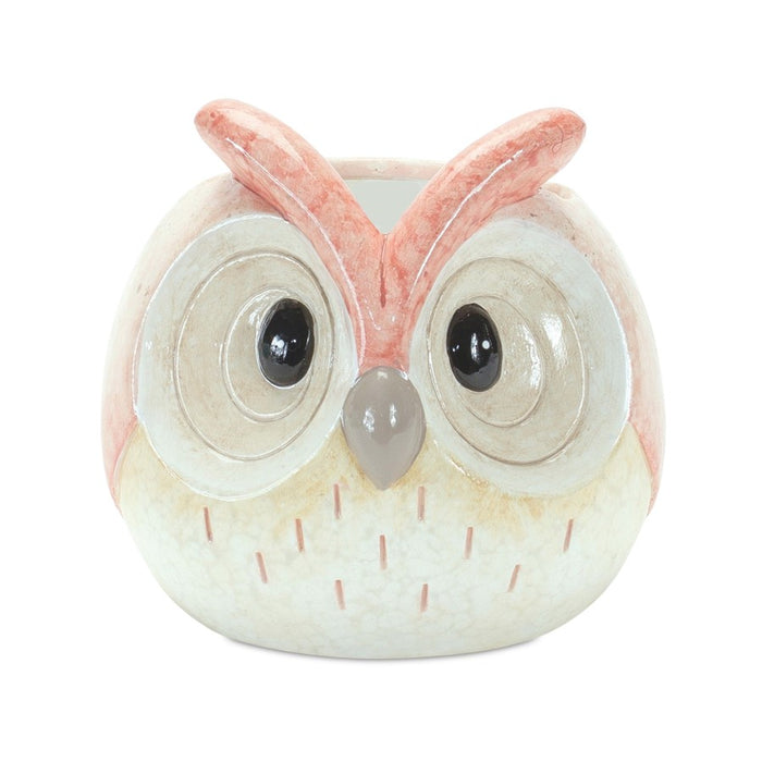 Melrose Pastel Terra Cotta Owl Figurine, Set of 12, Blue/Pink