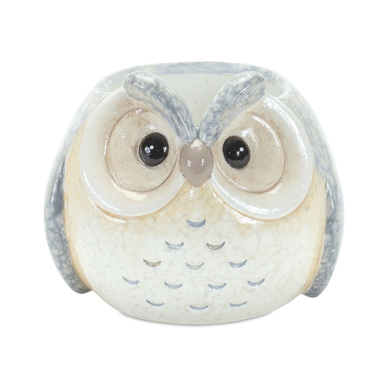 Melrose Pastel Terra Cotta Owl Figurine, Set of 12, Blue/Pink
