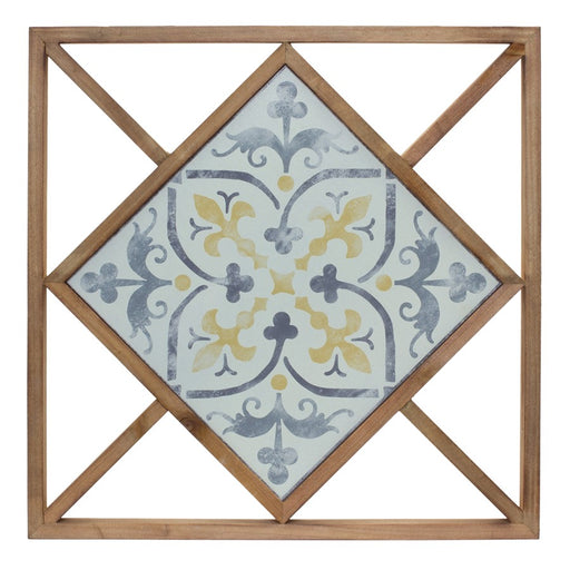 Melrose Framed Ornamental Wall Tile, Set of 214.25", Brown/Blue/White