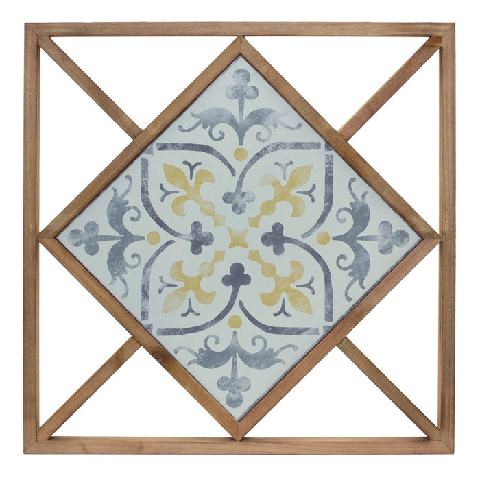 Melrose Framed Ornamental Wall Tile, Set of 214.25", Brown/Blue/White