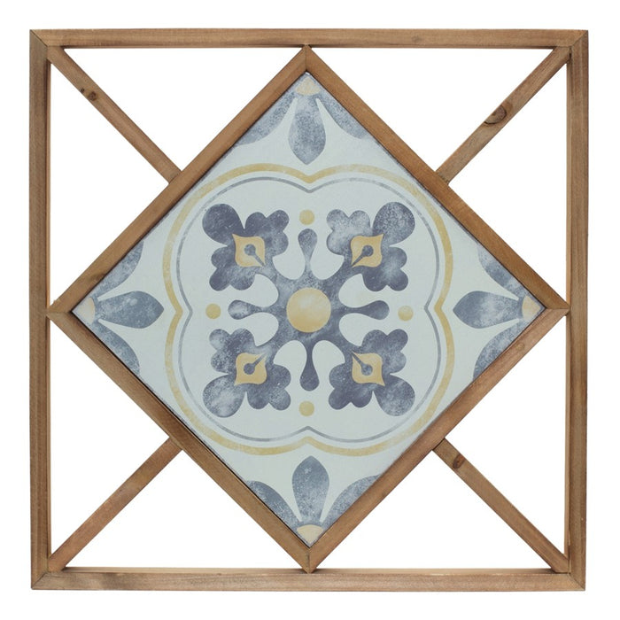 Melrose Framed Ornamental Wall Tile, Set of 214.25", Brown/Blue/White