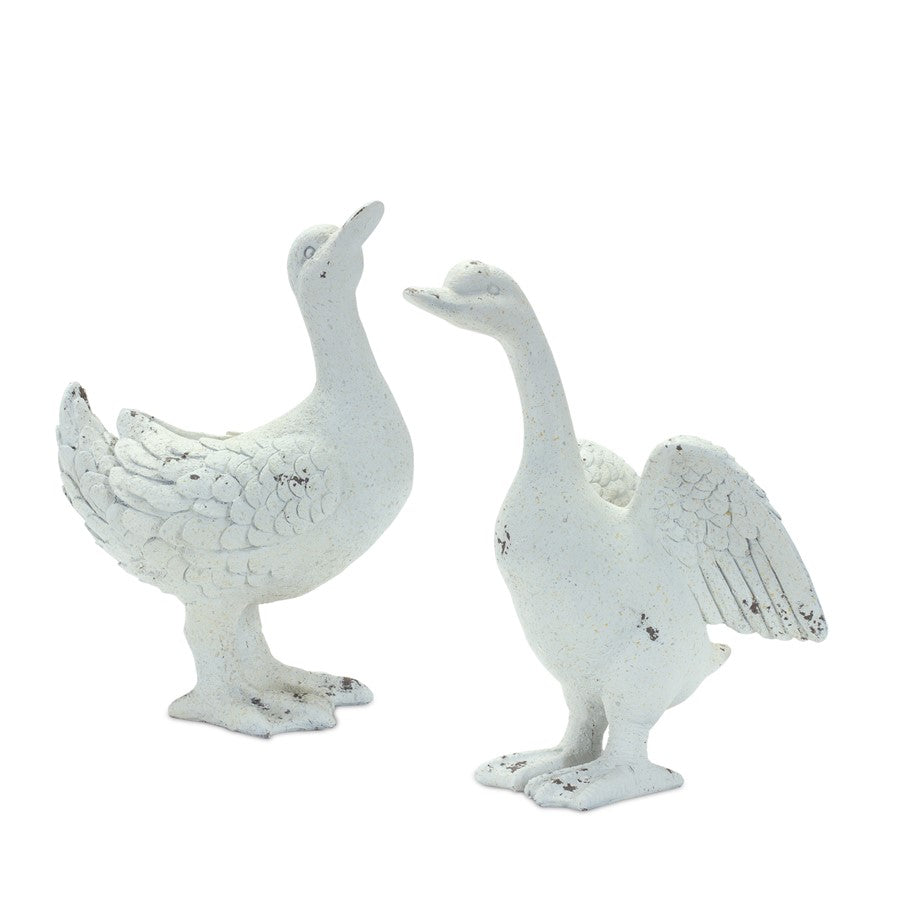 Melrose International Stone Duck Garden Statue, Set of 2, Grey - 85107DS