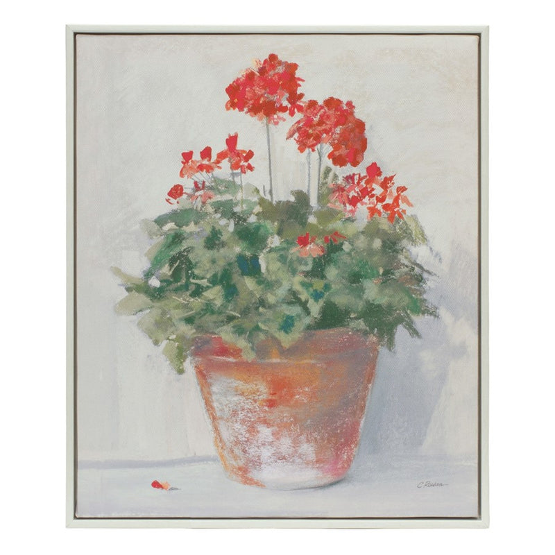 Melrose Framed Potted Geranium Print, Set of 2, Beige/Red/Green