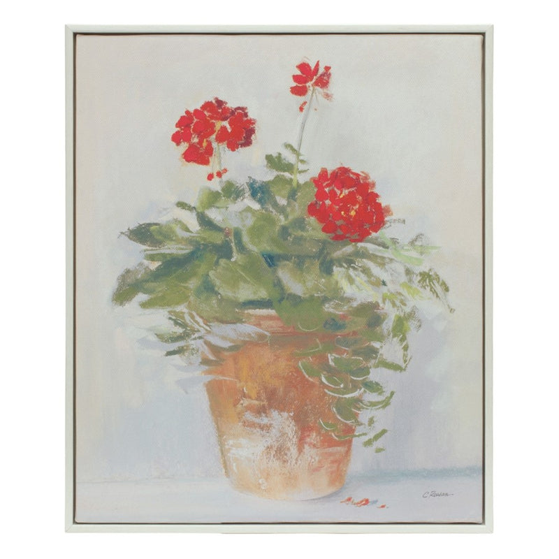 Melrose Framed Potted Geranium Print, Set of 2, Beige/Red/Green
