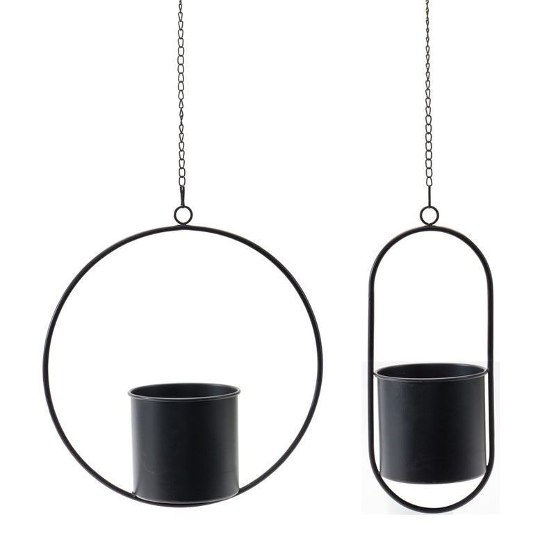 Melrose International Modern Hanging Planter/Frame, Set of 2, Black - 85125DS