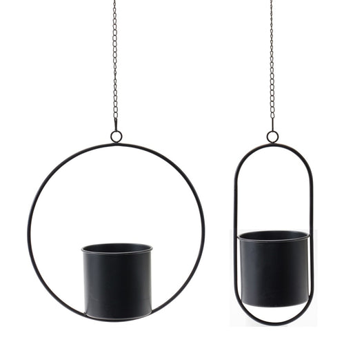 Melrose International Modern Hanging Planter/Frame, Set of 2, Black - 85125DS