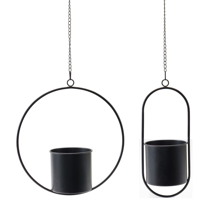 Melrose International Modern Hanging Planter/Frame, Set of 2, Black - 85125DS
