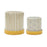 Melrose Stone Bumble Bee Striped Planter/Plate, Set of 2, Yellow/White - 85140DS