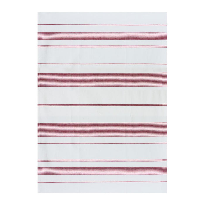 Melrose International Striped Tea Towel, Set of 3, Red/White