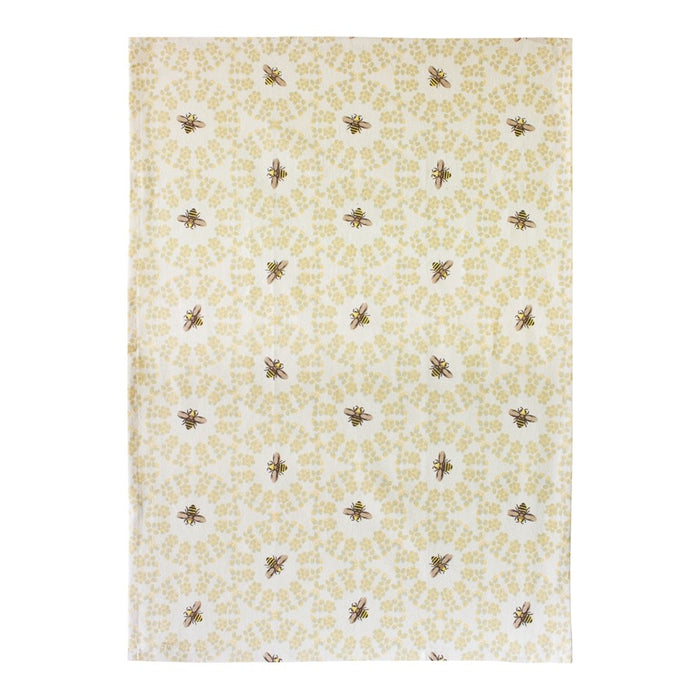 Melrose Bumble Bee Geometric Tea Towel, Set of 3, Yellow/White