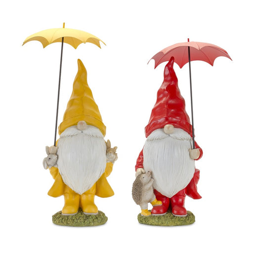 Melrose Garden Gnome/Umbrella/Woodland Animals, Set of 2, Red/Yellow/G - 85157DS