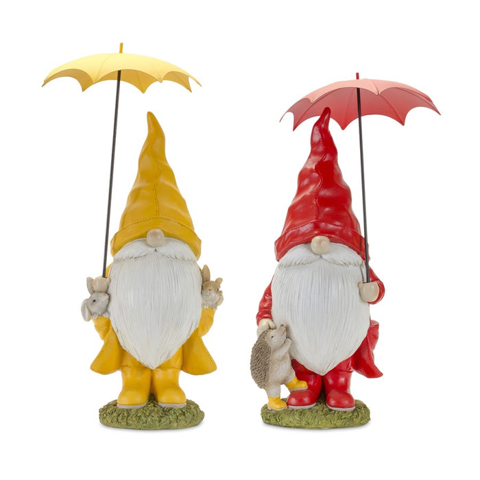 Melrose Garden Gnome/Umbrella/Woodland Animals, Set of 2, Red/Yellow/G - 85157DS