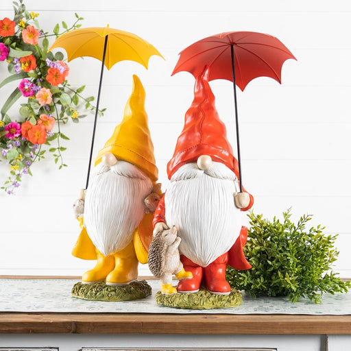 Melrose Garden Gnome/Umbrella/Woodland Animals, Set of 2, Red/Yellow/G