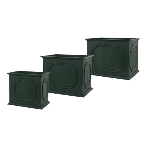 Melrose International Wood Rectangle Platner Box, Set of 3, Green - 85164DS