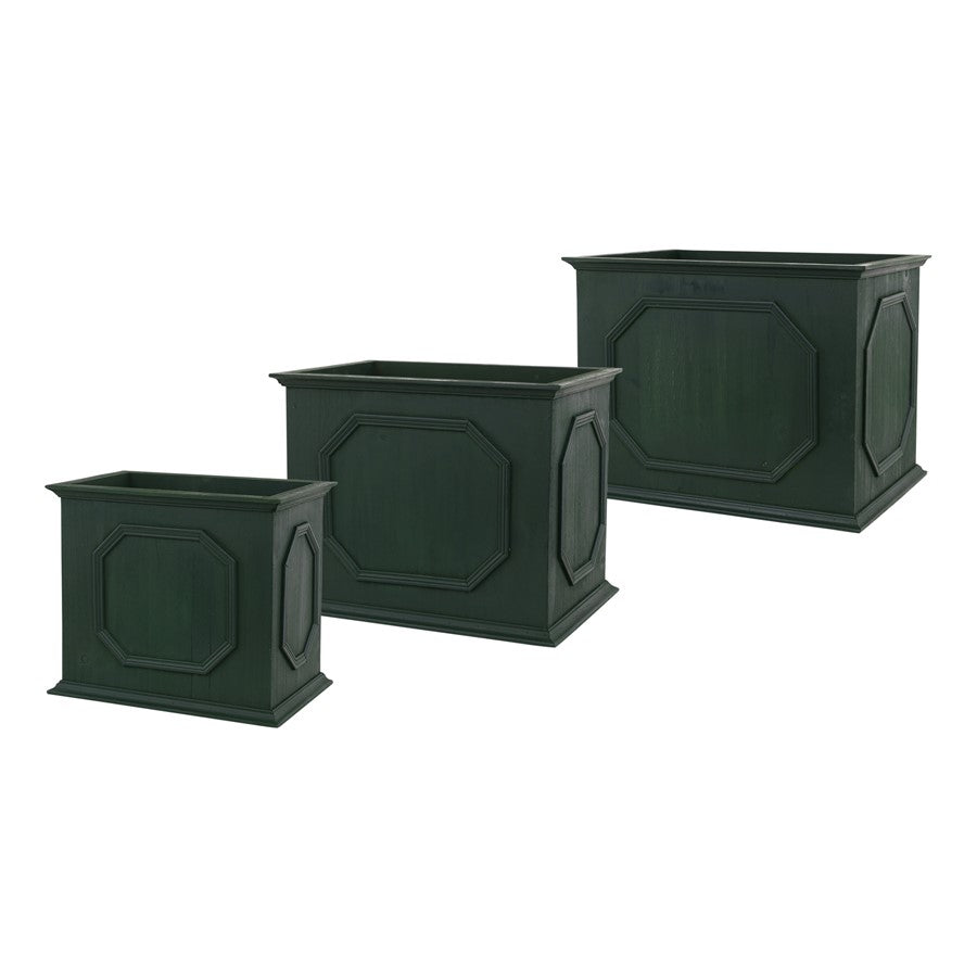 Melrose International Wood Rectangle Platner Box, Set of 3, Green - 85164DS