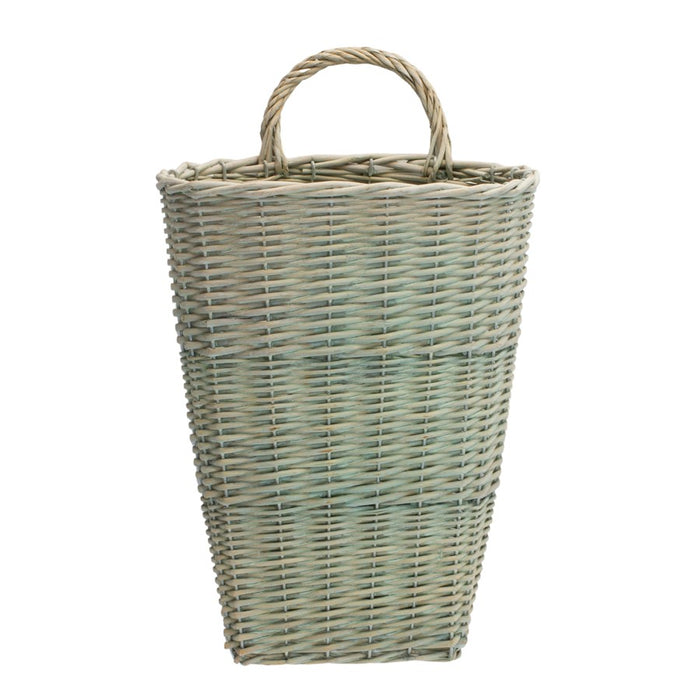 Melrose International Sage Woven Wicker Wall Baskets, Set of 2, Blue
