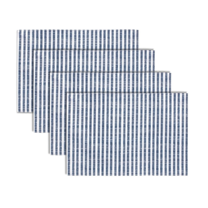 Melrose International Striped Dining Placemat, Set of 4, Blue/White - 85183DS