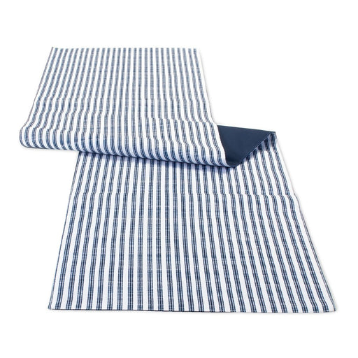 Melrose International Striped Dining Table Runner 70"L, Blue/White - 85185DS