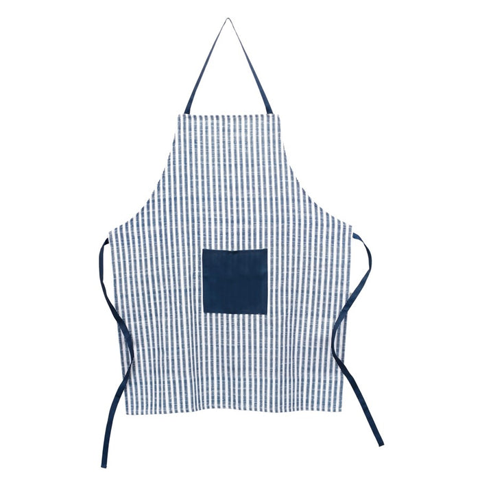 Melrose International Striped Kitchen Apron 50"H, Blue/White - 85186DS