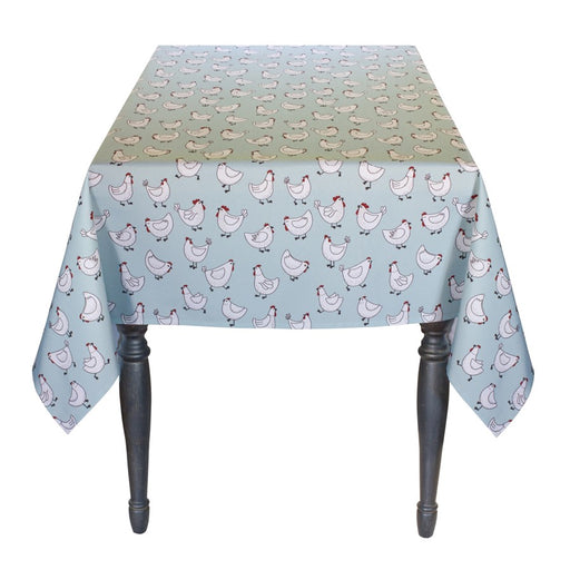 Melrose International Blue Chicken Tablecloth 72"L, White - 85187DS
