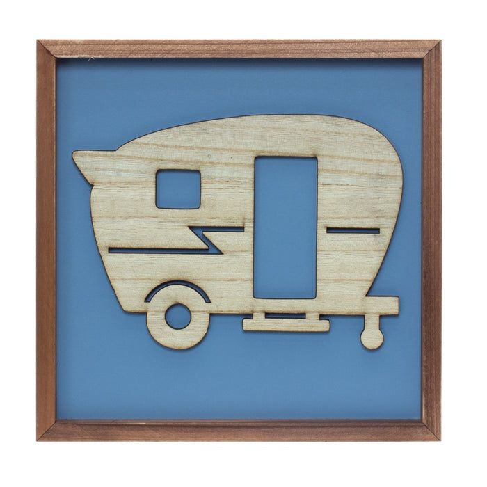 Melrose International Wood Adventure Wall Frames, Set of 3, Blue/Brown
