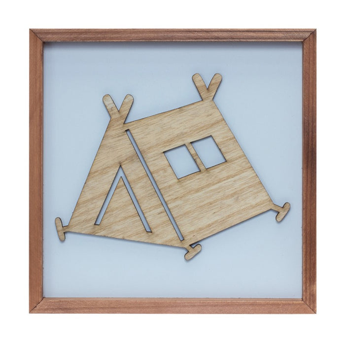 Melrose International Wood Adventure Wall Frames, Set of 3, Blue/Brown