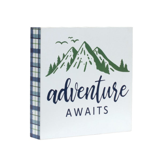 Melrose Adventure Block Sentiment Sign, Set of 4, Blue/White/Green