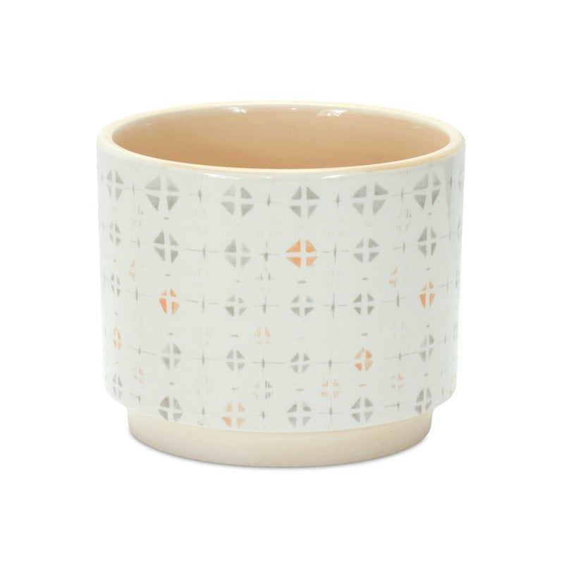 Melrose Blush Patterned Stacking Pot, Set of 3, White/Yellow