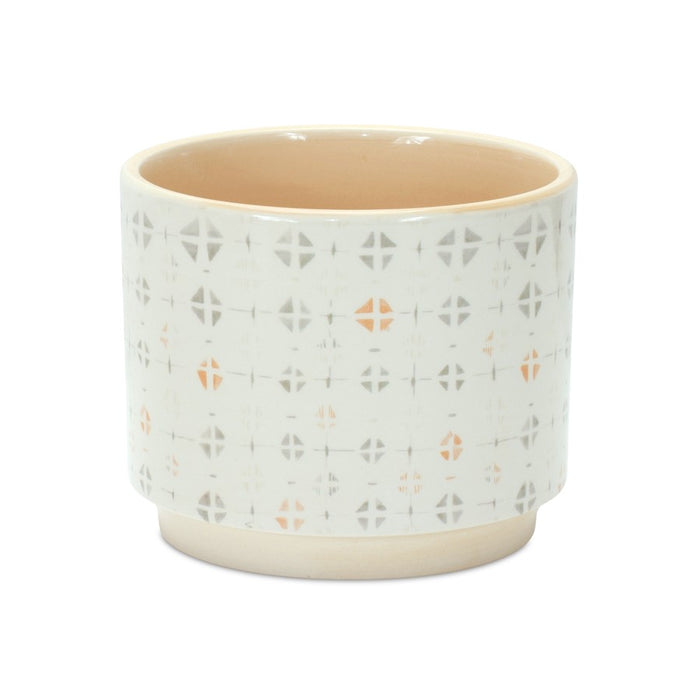 Melrose Blush Patterned Stacking Pot, Set of 3, White/Yellow