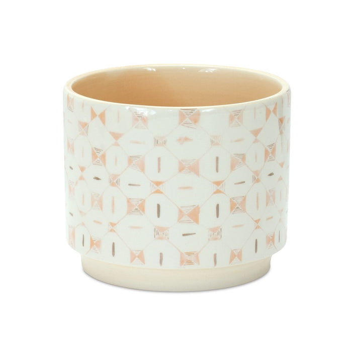 Melrose Blush Patterned Stacking Pot, Set of 3, White/Yellow