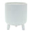 Melrose International Ribbed Stone Footed Planter 7"H, White - 85218DS