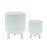 Melrose International Ribbed Stone Footed Planter, Set of 2, White - 85219DS