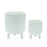 Melrose Ribbed Stone Footed Planter (Set of 2), White - 85219DS