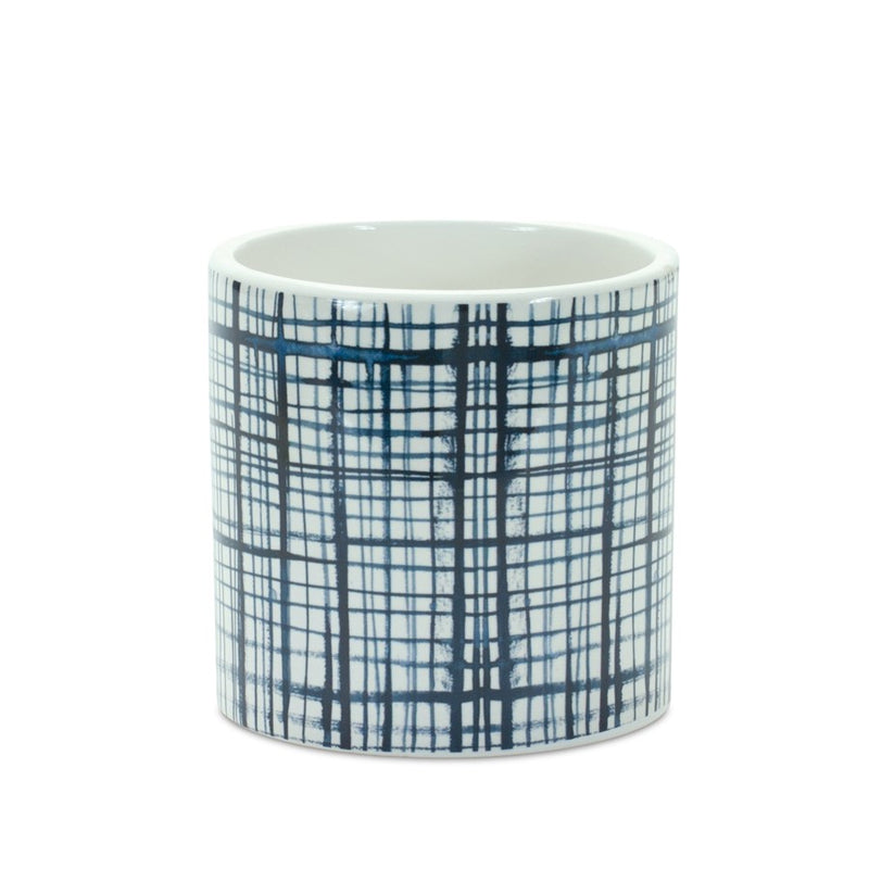 Melrose Int. Criss Cross Pattern Planter, Set of 2, White/Blue