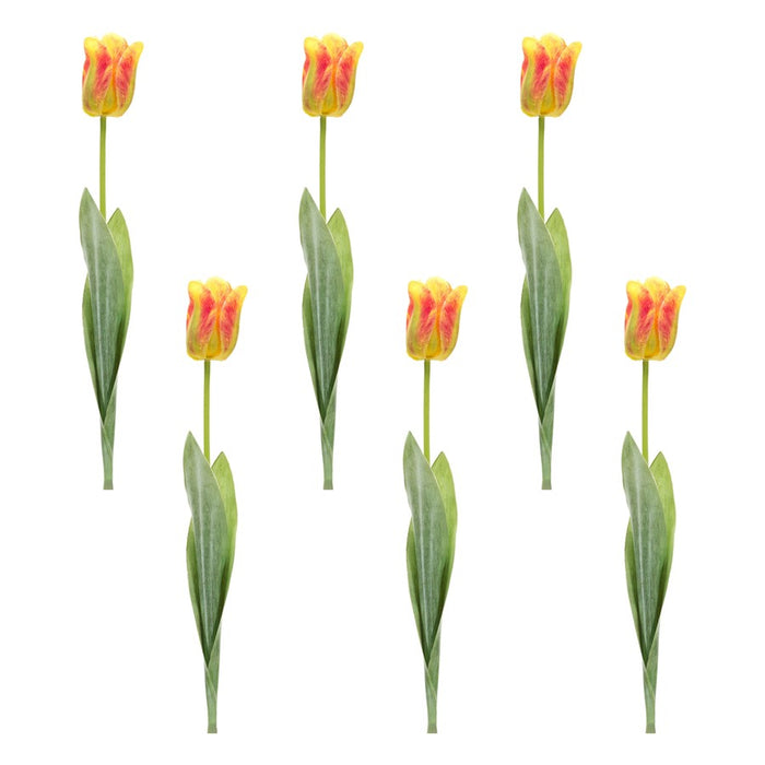 Melrose International Tulip Floral Stem, Set of 6, Green/Yellow