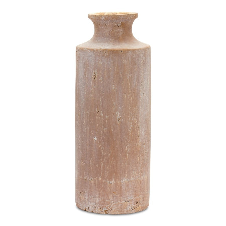 Melrose Distressed Terra Cotta Floor Vase 19"H, Brown/White - 85240DS