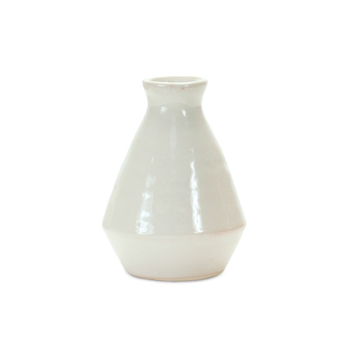 Melrose International Modern Terra Cotta Tapered Vase, Set of 2, White