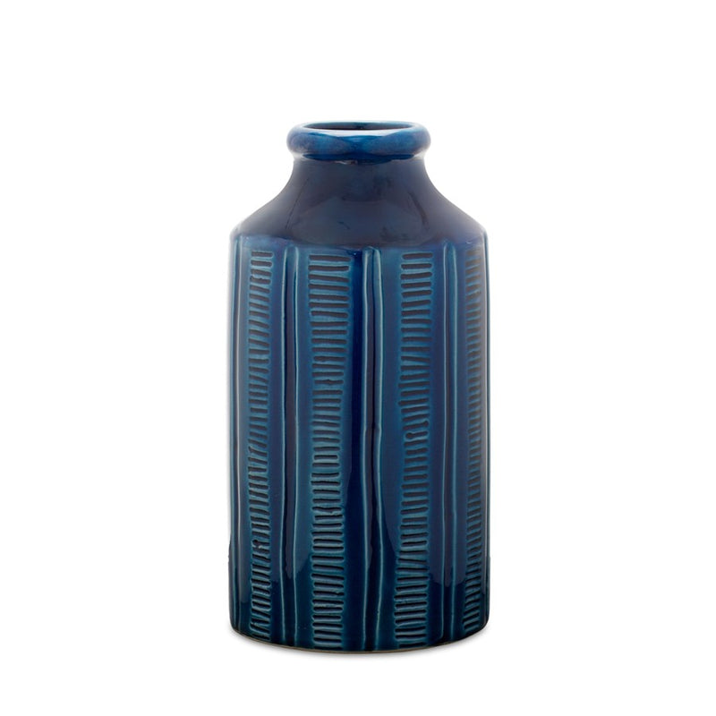 Melrose International Blue Etched Terra Cotta Vase 10"H - 85263DS
