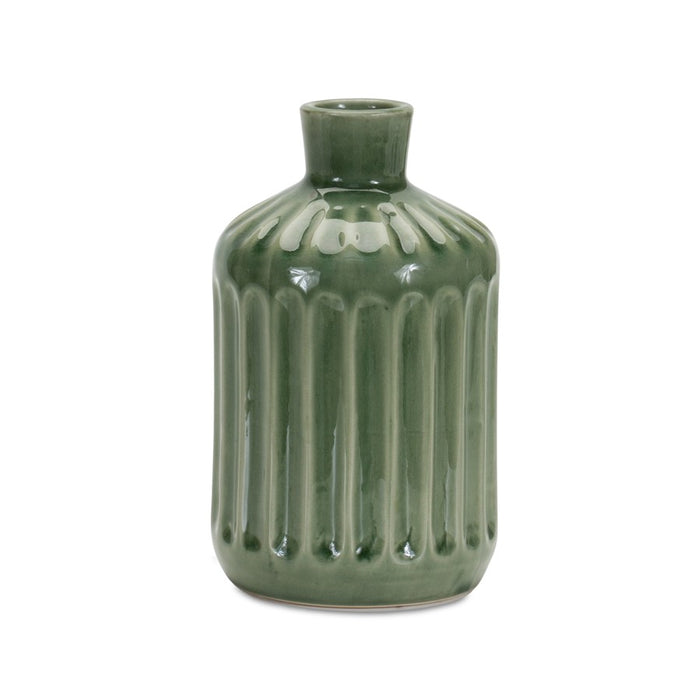 Melrose International Green Ribbed Terra Cotta Vase 7"H - 85270DS