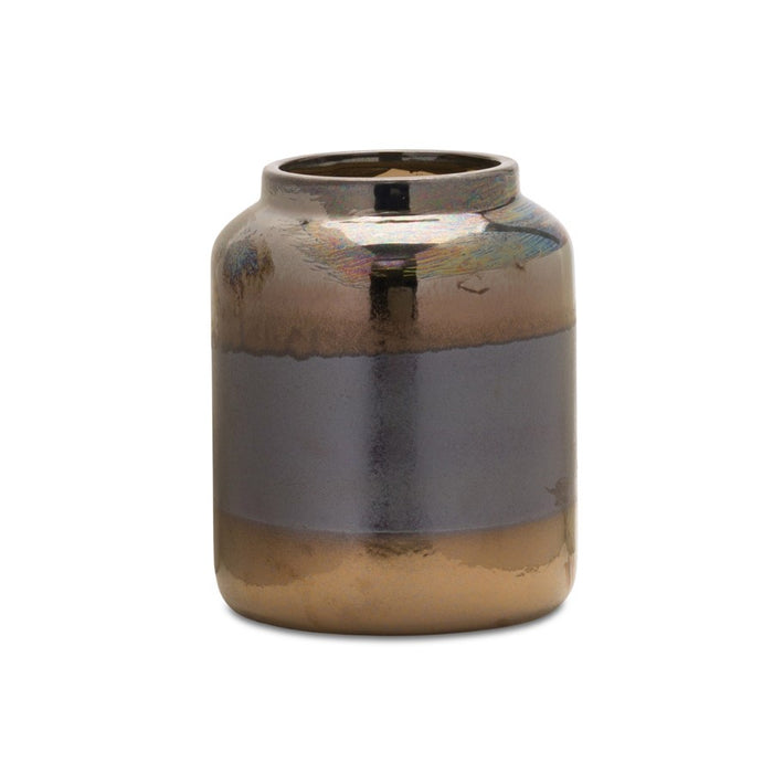 Melrose Modern Two Tone Vase/Irridescent 7.5"H, Black/Blue - 85278DS