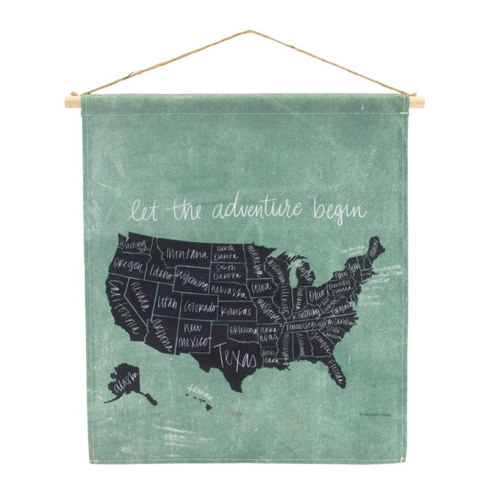 Melrose International United States Linen Wall Hanging 18.5"H, Green - 85290DS